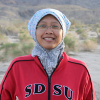 Gayatri Indah Marliyani wearing an SDSU jacket