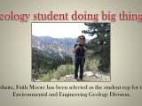 Geology student doing big things